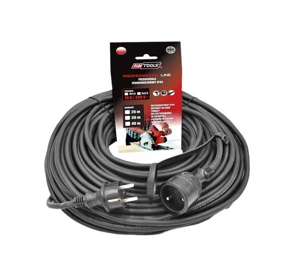 Rubberen Verlengkabel – 1 stopcontact, IP44, 4000W – Zwart