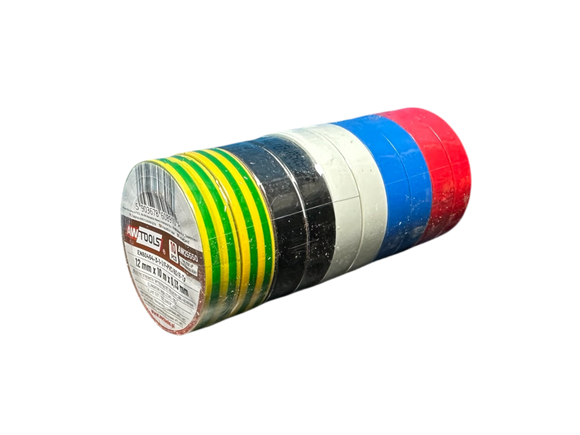 PVC Isolatietape – Set van 10 Rollen | 10mx12 mm | Mixkleur