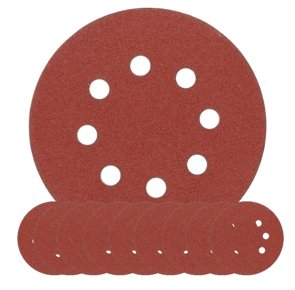 Rond Schuurpapier 125mm met 8 Gaten – Klittenband
